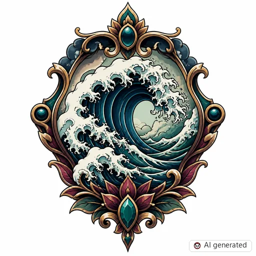 Welle-Tattoo-Entwurf im Stil Neo-Traditional
