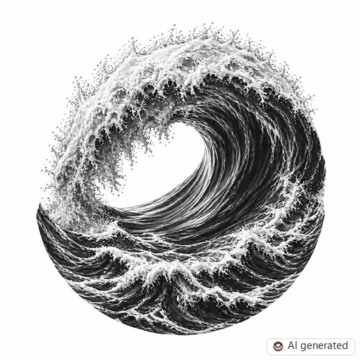 Wave tattoo design in Realism style