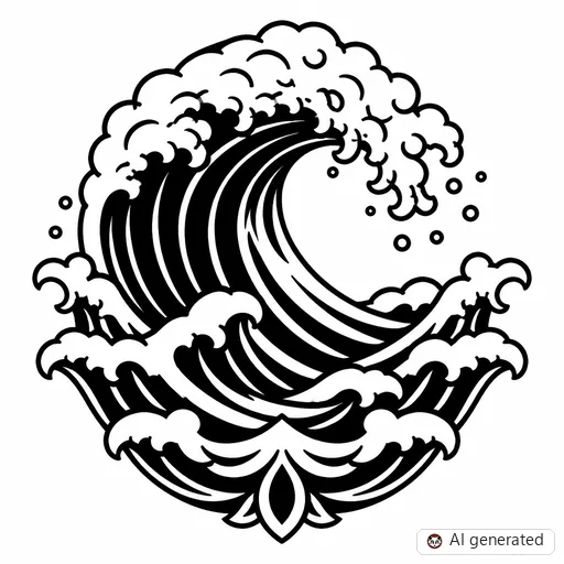 Wave tattoo design in Traditional style