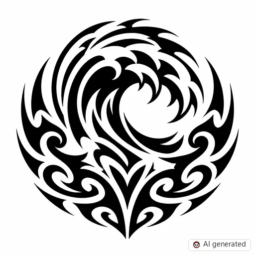 Wave tattoo design in Tribal style