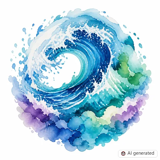 Wave tattoo design in Watercolor style