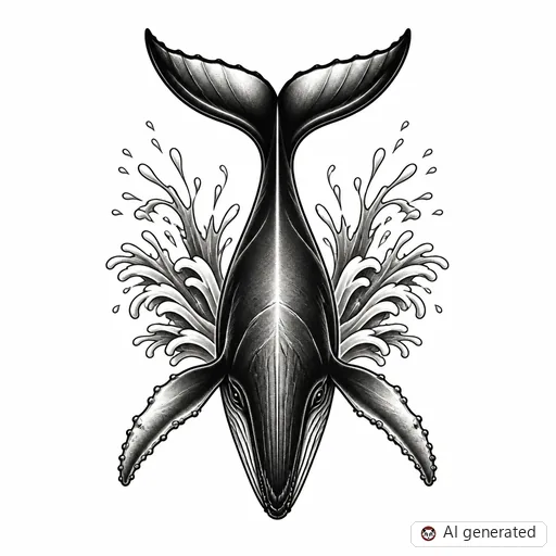 Whale tattoo design in Black & Grey style