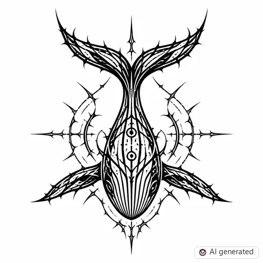 Whale tattoo design in Cybersigilism style