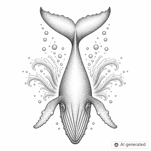 Whale tattoo design in Dotwork style