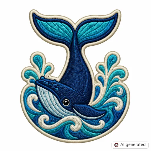Diseño de tatuaje de Ballena en estilo Bordado