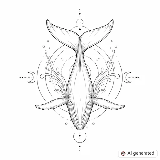 Whale tattoo design in Fine-Line style