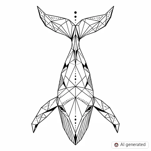 Whale tattoo design in Geometric style