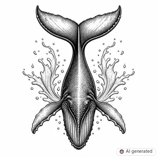 Whale tattoo design in Illustrative style