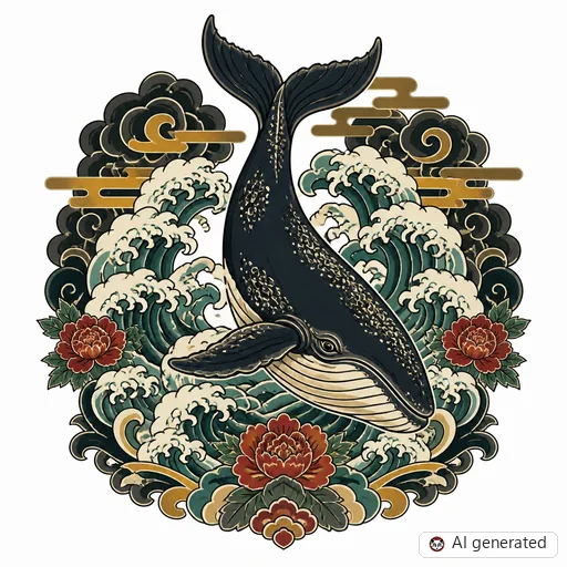 Wal-Tattoo-Entwurf im Stil Japanisch (Irezumi)