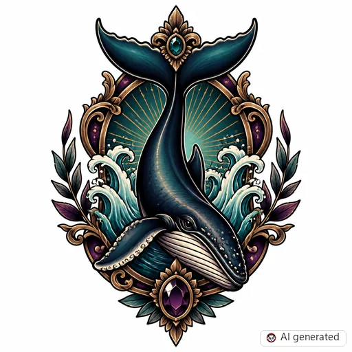 Wal-Tattoo-Entwurf im Stil Neo-Traditional