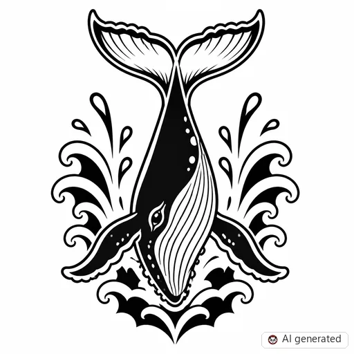 Whale tattoo design in Traditional style