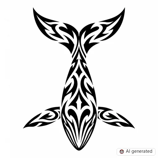Whale tattoo design in Tribal style