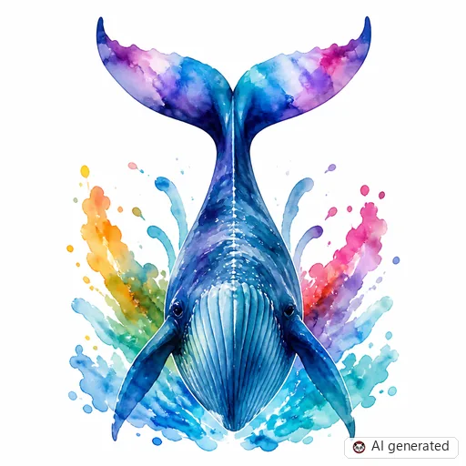 Whale tattoo design in Watercolor style