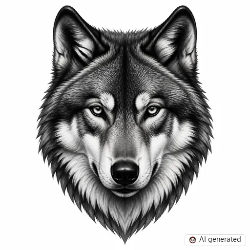 Wolf tattoo design in Black & Grey style