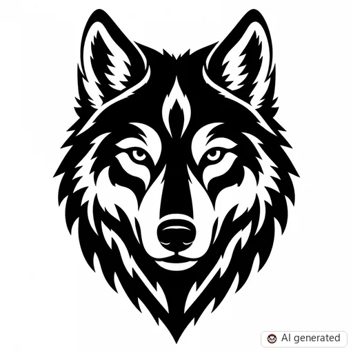Wolf tattoo design in Blackwork style