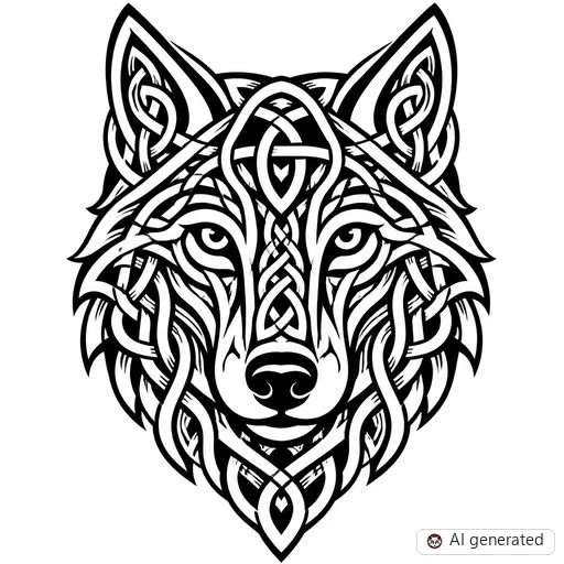 Disegno di tatuaggio Lupo in stile Celtico