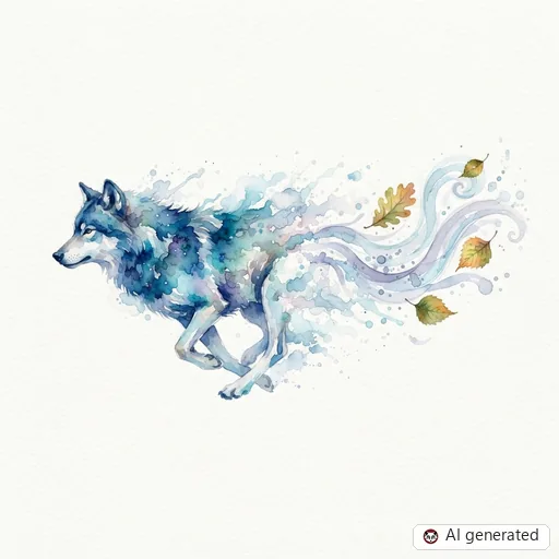 Diseño de tatuaje de Lobo en estilo Watercolor