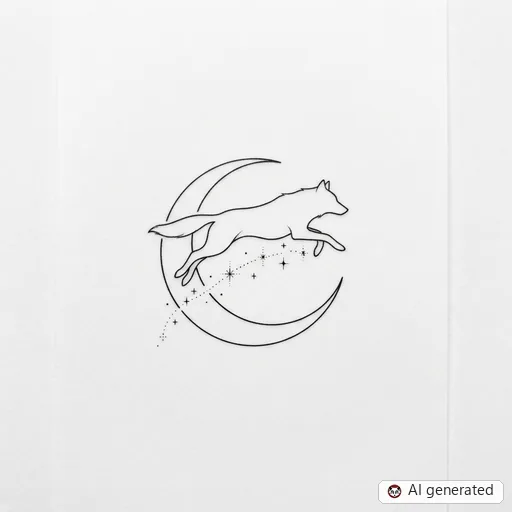 Diseño de tatuaje de Lobo en estilo Fine-Line