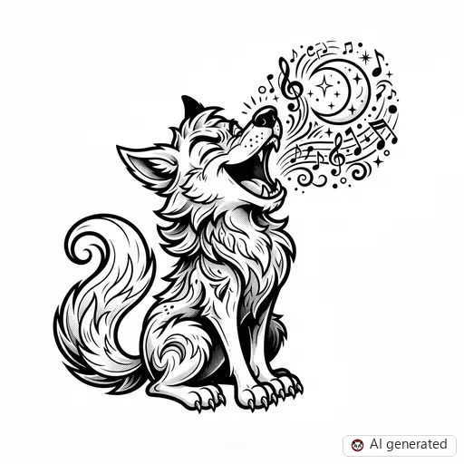 Diseño de tatuaje de Lobo en estilo New School