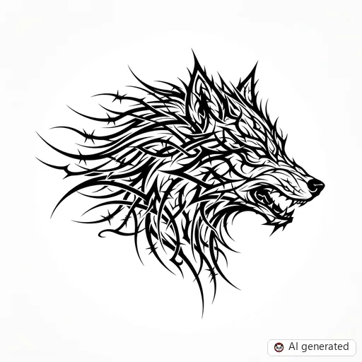 Diseño de tatuaje de Lobo en estilo Cybersigilism