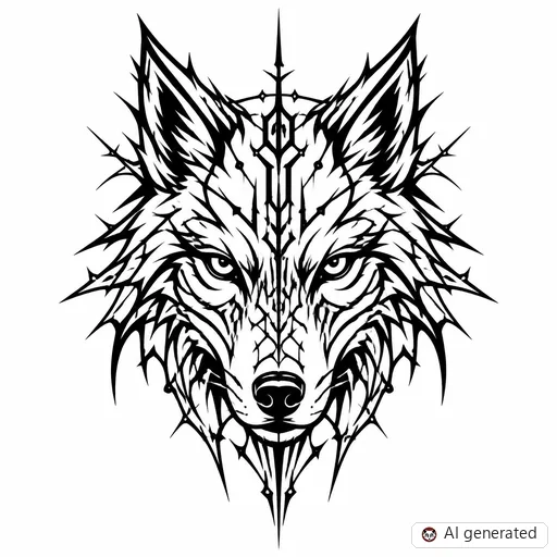 Wolf tattoo design in Cybersigilism style