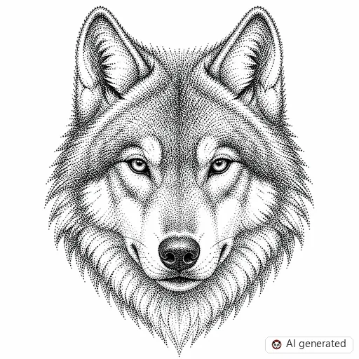 Wolf tattoo design in Dotwork style