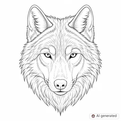 Wolf tattoo design in Fine-Line style
