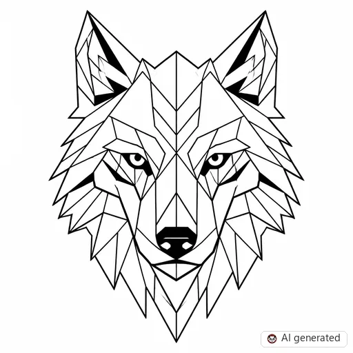 Wolf tattoo design in Geometric style