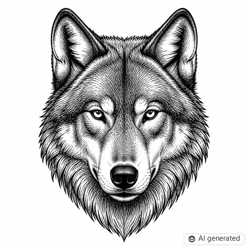 Wolf tattoo design in Illustrative style