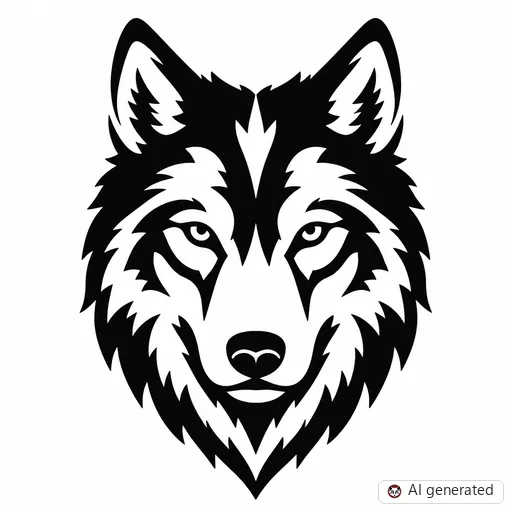 Wolf-Tattoo-Entwurf im Stil Negative Space