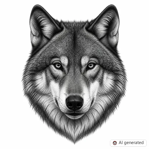 Wolf tattoo design in Realism style