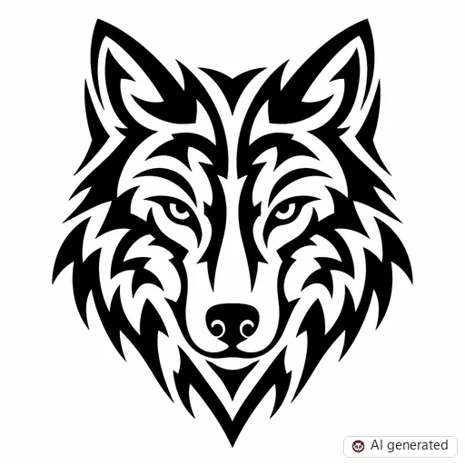 Wolf tattoo design in Tribal style
