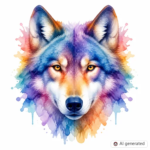 Wolf tattoo design in Watercolor style