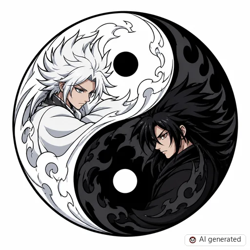 Yin und Yang-Tattoo-Entwurf im Stil Anime