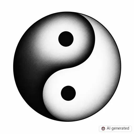 Yin and yang tattoo design in Black & Grey style