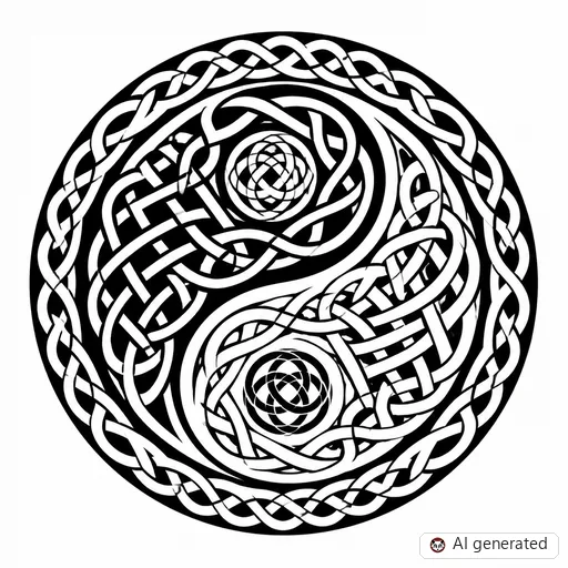 Disegno di tatuaggio Yin e yang in stile Celtico