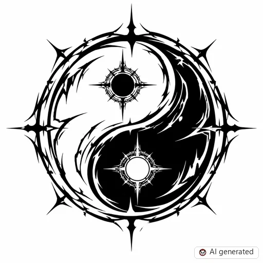 Yin and yang tattoo design in Cybersigilism style