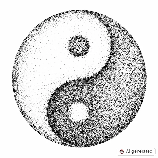 Yin and yang tattoo design in Dotwork style