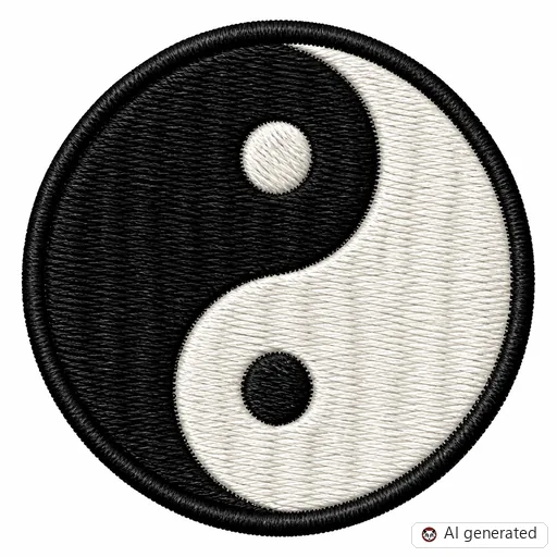 Diseño de tatuaje de Yin y yang en estilo Bordado