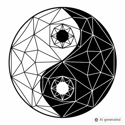 Yin and yang tattoo design in Geometric style