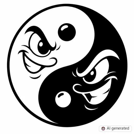 Yin and yang tattoo design in New School style