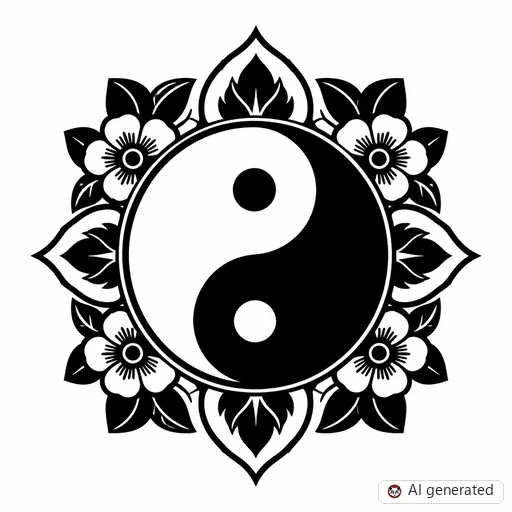 Yin and yang tattoo design in Traditional style