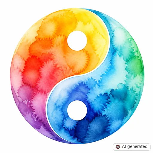 Yin and yang tattoo design in Watercolor style