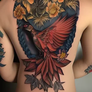 Neo-traditional bird tattoo