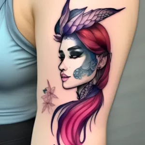 Watercolor mermaid tattoo
